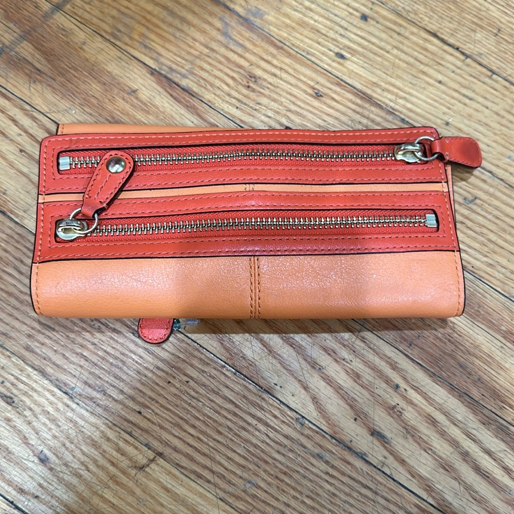 Women’s Coach Vintage Bold Leather Bifold Wallet Card Holder Clutch Orange